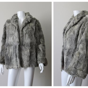 Vintage 1940s 50's Gray Broadtail Karakul Swakara Persian Lamb Sherling Wool Fur Clutch Coat SOFT EUC // S M L 