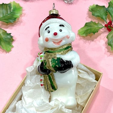 VINTAGE: Snowman Christmas Ornament - Holiday Ornament - Christmas Tree Decoration - Xmas 