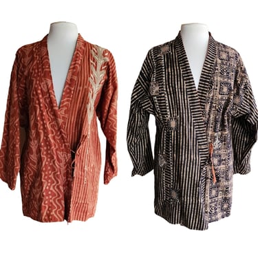 Vintage Japanese Jacket Reversible Batik Pattern Happi Hanten 