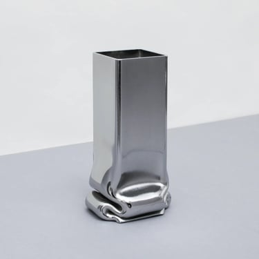 PETIT VASE CARRÉ "PRESSURE" CHROME