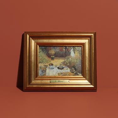 Claude Monet Framed Art, Small Gold Frame Wall Art, Lunch in the Garden Print 