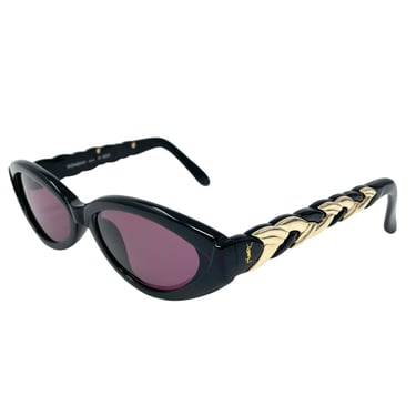 YSL Black Braided Logo Sunglasses