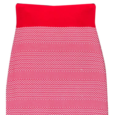 BCBG Max Azria - Red & White Chevron Bandage Miniskirt Sz S