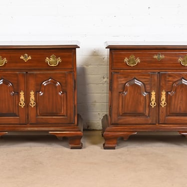 Harden Furniture Georgian Solid Cherry Wood Nightstands, Pair