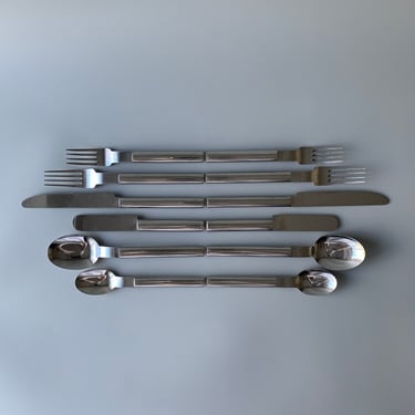 Set of 2, Six-piece Boda Nova Oval Steel Placesettings 
