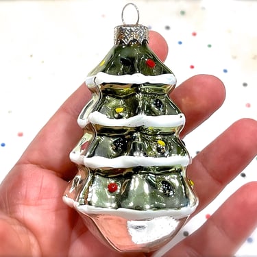 VINTAGE: Thick Glass Figural Christmas Tree Ornament - Christmas Ornament - Holiday Decor 