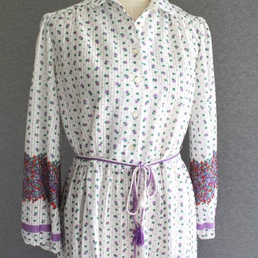 Lavender - 1970-80s - Shirtwaist Dress - Elastic Waist - by Ms. Sugar - Marked size 10 