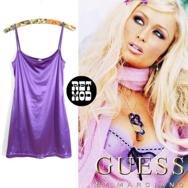 Very Y2K Paris Hilton Vibes Pastel Purple Marciano Shiny Slip Dress 