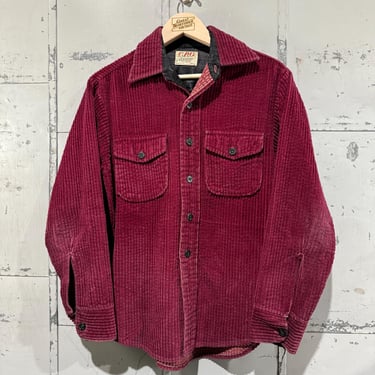 Vintage 60s Maroon Thick Whale Corduroy Shirt C.P.O by Campus small 