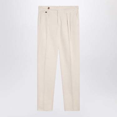 Brunello Cucinelli White Trousers With Pleats Men