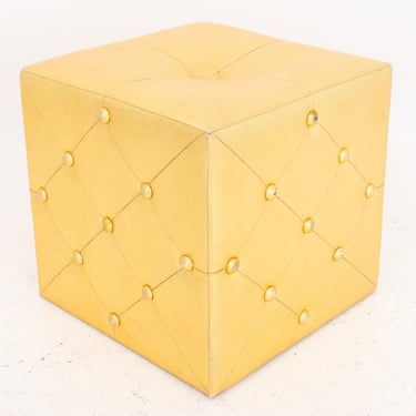 Hollywood Regency Style Gold-Toned Tufted Ottoman