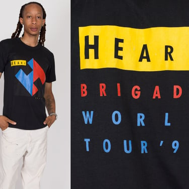 Medium 90s Heart Brigade World Tour T Shirt | Vintage Black Concert Graphic Rock Music Band Tee 