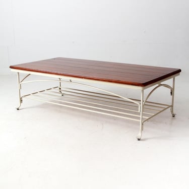 vintage wood and iron coffee table 