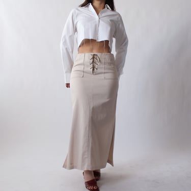 2000s Khaki Lace-Up Skirt - W30