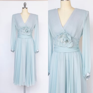 1970s Dress Chiffon Full Skirt Ursula M 
