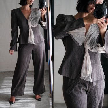 Vintage 1990s GIORGIO ARMANI Silk & Linen 2pc Suit ~ 44 R