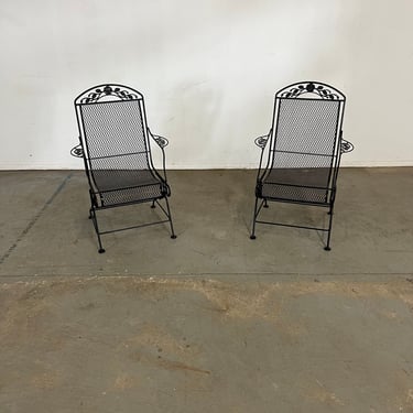 Pair of Vintage Outdoor Woodard Springer Dining Chairs 