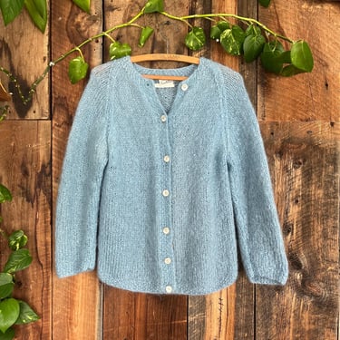 Vintage 60s Mohair Cardigan Baby Blue Italian made size M 