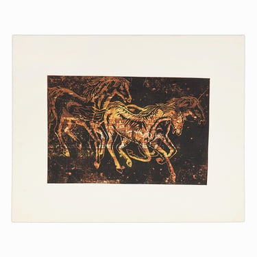 Mid Century Serigraph on Paper Mid Century Modern Horse 