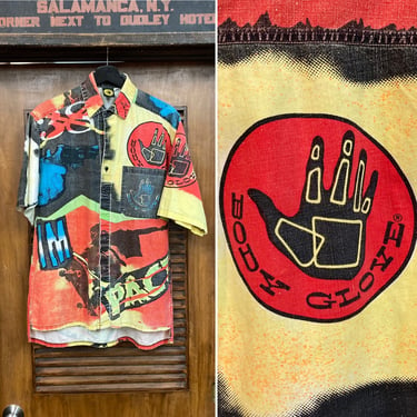 Vintage 1980’s Dated 1988 “Body Glove” Label Skateboard Print New Wave Shirt, 80’s Vintage Clothing 