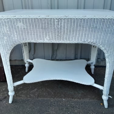 White Painted Wicker Table