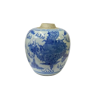 Oriental Handpaint Dragon Small Blue White Porcelain Ginger Jar ws2331E 