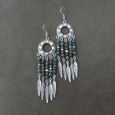 Southwest tribal jasper chandelier earrings 