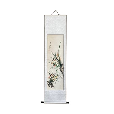 Chinese Color Ink Green Leaves Flower Scroll Painting Wall Art ws2237E 