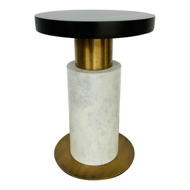 Arteriros Modern White Marble and Brass Finished Lindbergh Accent Table