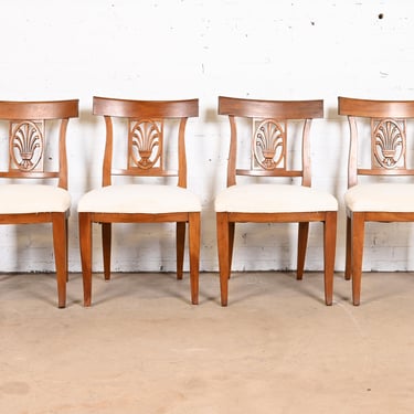 Kindel Furniture Regency Carved Fruitwood Dining Chairs, Set of Four