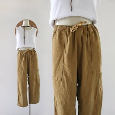 worrrn ochre crop pants 30 - 34 (see details) vintage 90s y2k womens gold cotton trousers cropped hiking camping 