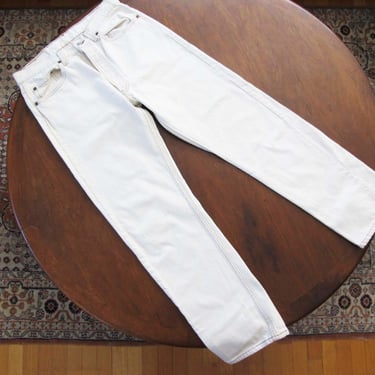 Vintage White Levis 501 Denim Jeans 31 -  90s Grunge Straight Leg Classic Button Fly Levi's Pants Made in USA 