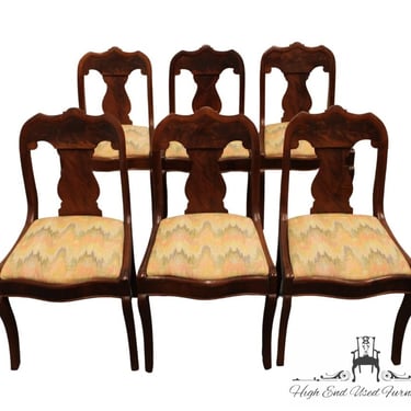 Set of 6 VINTAGE ANTIQUE Flame Mahogany Traditional Style Dining Side Chairs 