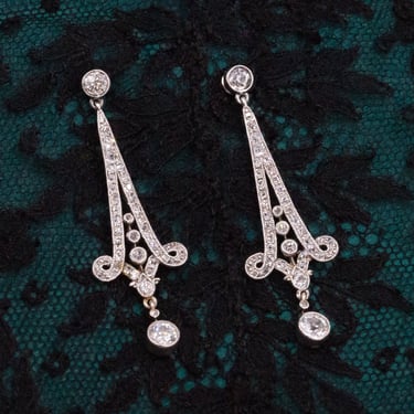Antique Diamond Drop Earrings c1910
