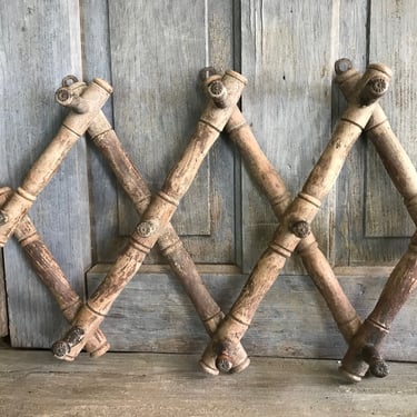 French Bistro Coat Rack, Hat Hook, Tri Folding, Traditional Authentic Rustic Farmhouse 