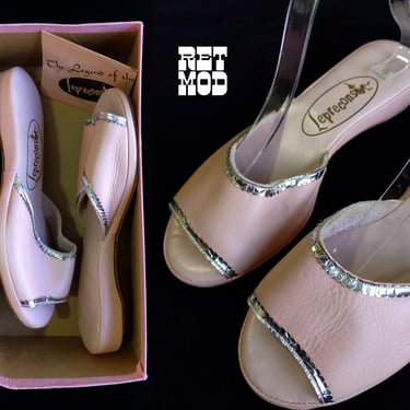 Deadstock Vintage 50s 60s Pastel Pink Leprecons Sandals Shoes Flats 