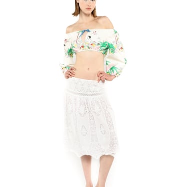 Anna Sui Applique Lace Combo Skirt - White