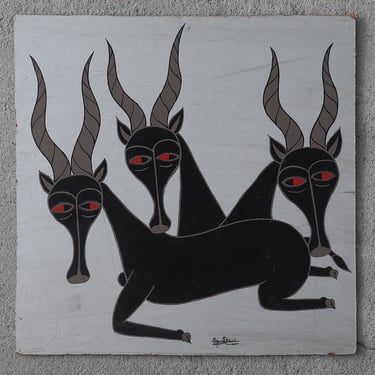 Salum Mussa, African Tingatinga School Composition, Oil on Board, 1970s 