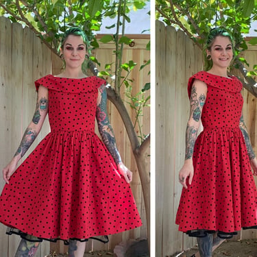 Vintage 1980’s Red Polka Dot Dress 