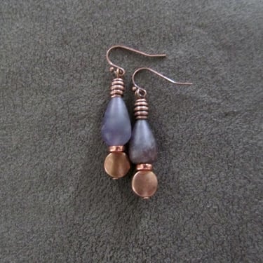 Purple stone and copper earrings 