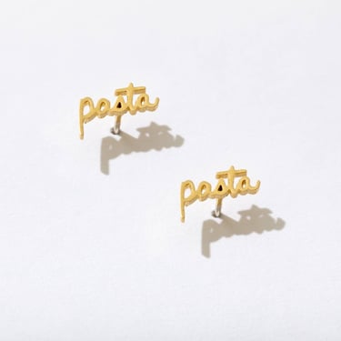 Pasta Stud Earrings - 14k Gold Plated