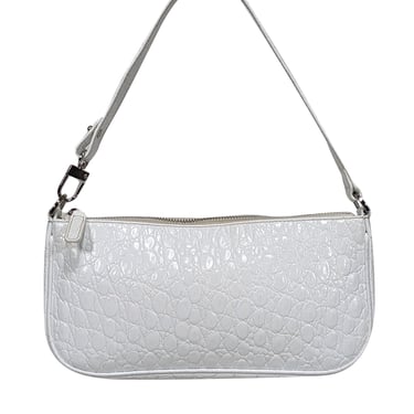 By Far - White Croc Embossed Shoulder Bag