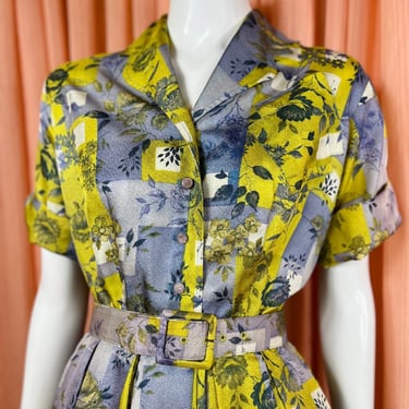 1950's Floral Print Shirt Dress