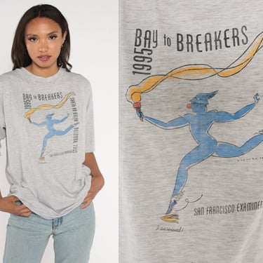 1991 Bay To Breakers Shirt 90s San Francisco T-Shirt Running Race Graphic Tee California Single Stitch Heather Grey Vintage 1990s 2xl xxl 