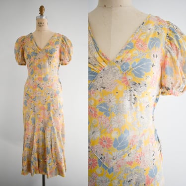 1930s Sheer Floral Dress 