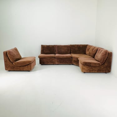 Set of 5 Mid century Walter Knoll Modular Brown Velvet Sofa, 1970s – Germany 