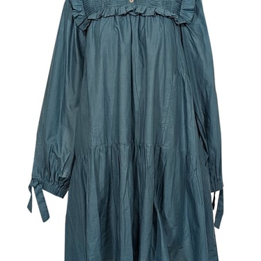 Sea New York - Spruce Green Cotton Puff Sleeve Tunic Dress Sz L