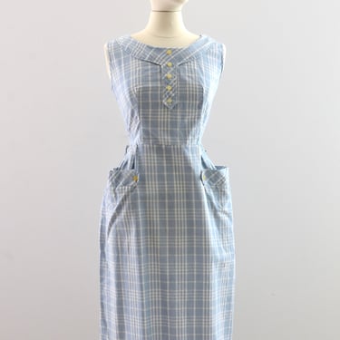 Vintage 1950's Plaid Sleeveless Dress