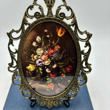 Vintage Italian Rococo Brass Florentine Frame, Oval, 10