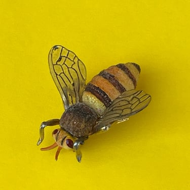 vintage bee brooch 1940s tiny wasp insect pin 